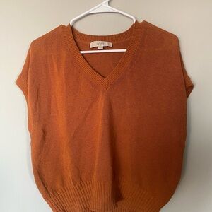 LOFT Women's V-Neck Burnt Orange Sweater Vest